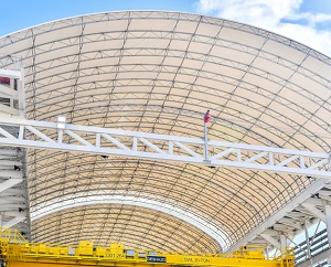 fabric structure with rolling covers
