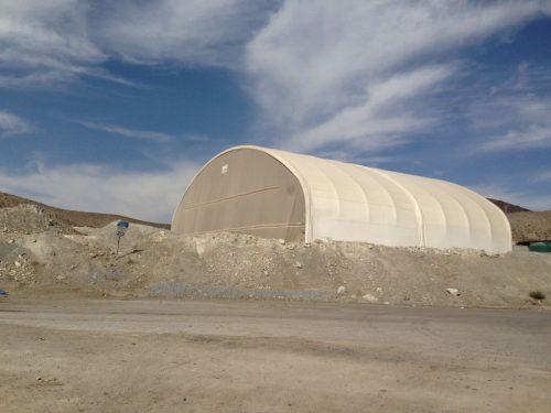 a fabric structure installed onsite for mining operations